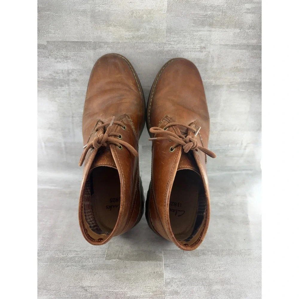 Clarks Men Brown Leather Chukka Boots 26103252 Lace Up Lug Sole Size 9M
